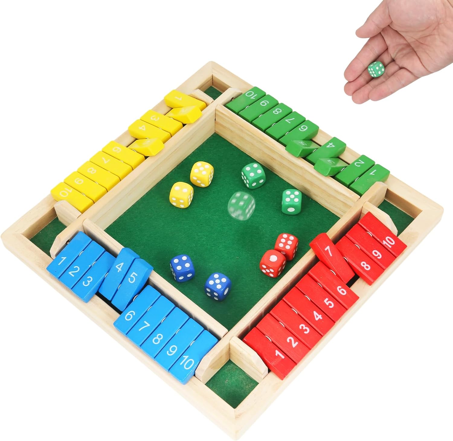 Board Game Azul - Shut The Box Würfelspiel, Holzbrett-Mathe-Spiel für