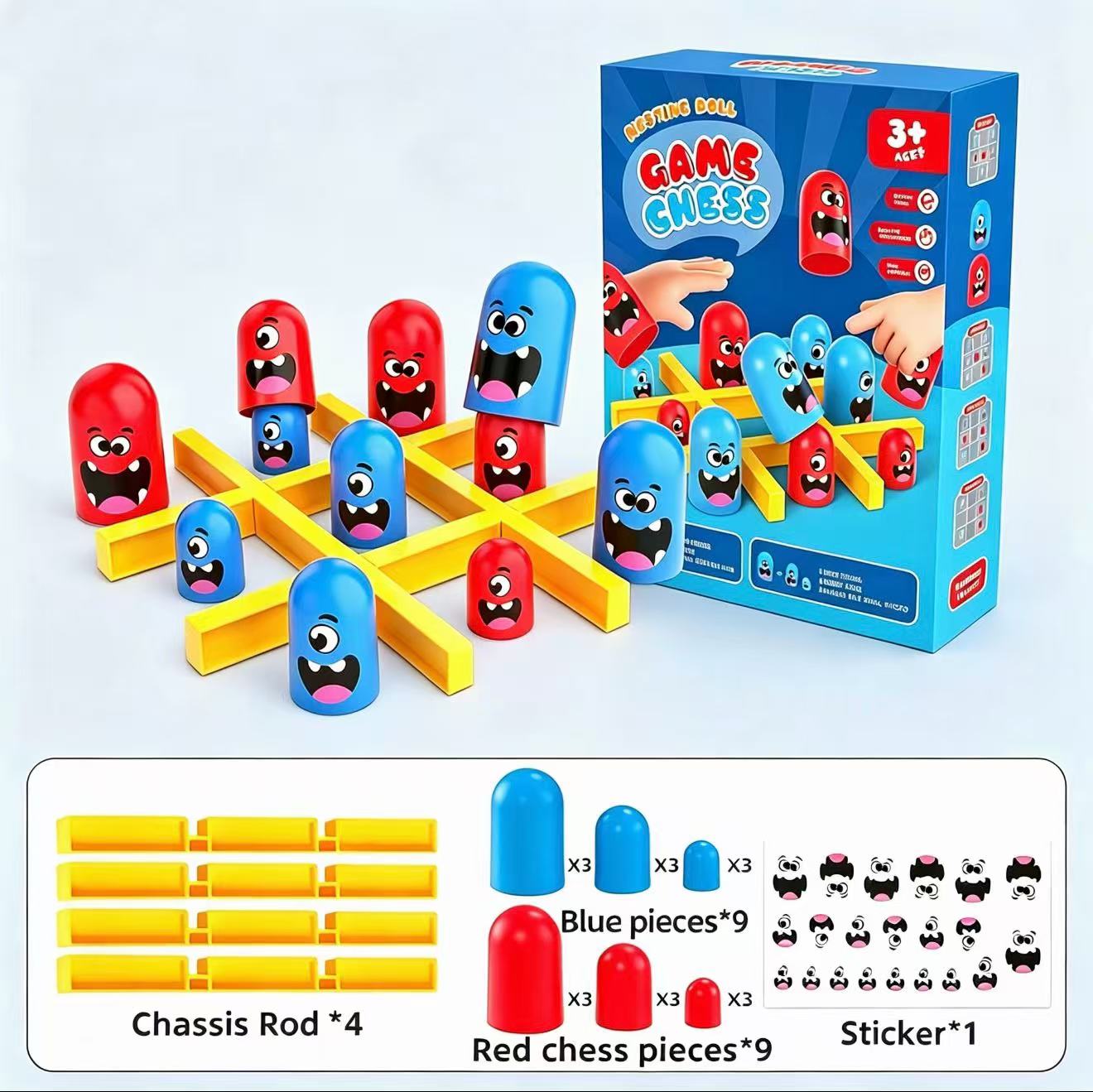 Board Game For 6 Years Old - Tic-Tac-Toe Eat-and-Be-Sized Stapelbecher-Doppelspiel-Brettspiel Eltern-Kind-Interaktives Logik-Denk-Tischspielzeug